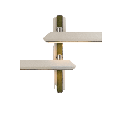Bert Frank. Rinato. Applique double abat jour. patine blanc et laiton. Couleur Led blanc chaud 2700K. Patine artisanale sur laiton.