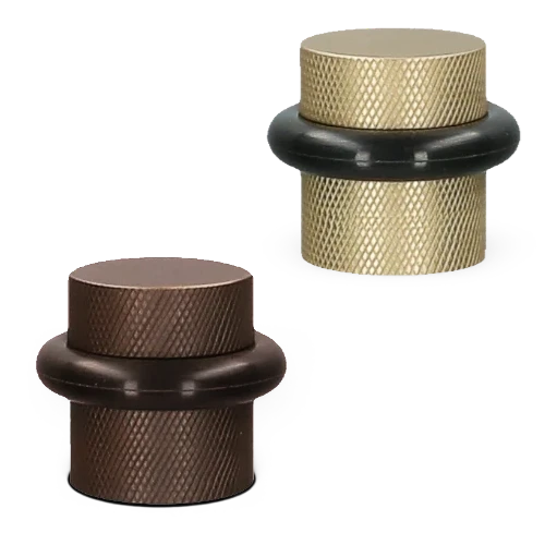Butee de porte montreux laiton dore mat Quincalux 28mm, 1 anneau caoutchouc, 14 finitions patines disponibles