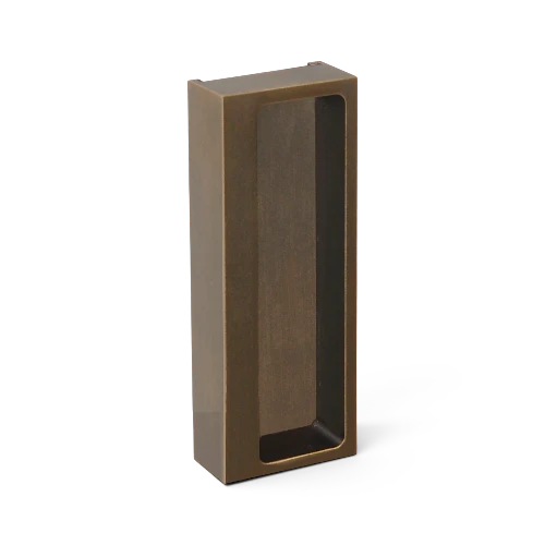 Cuvette encastree laiton integree dans le vantail Quincalux, affleurante, porte galandage ou meuble