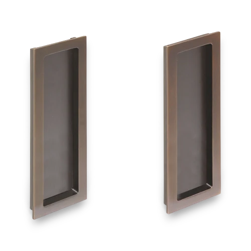 Poignée encastree rectangulaire laiton Quincalux grand format, en saillie ou integree, galandage, sans verrou