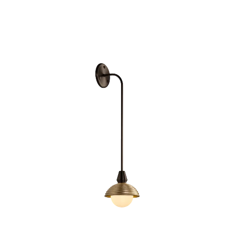 Applique Eos Bert Frank petite longueur bronze foncé allumée, bras 700 mm, IP44 salle de bain ArtiDesign